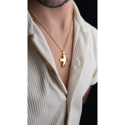 STRAIGHT CURVE CROSS NECKLACE GOLD