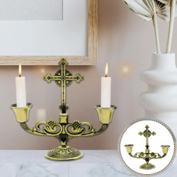 صليب معدني مع شمعدان وقاعدة