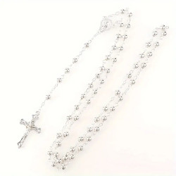 سنسال المسبحة الوردية لون فضي -1