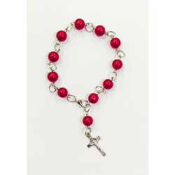 مسبحة وردية لولو بيت واحد - لون احمر 