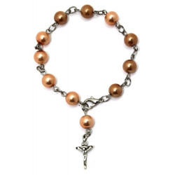 مسبحة وردية لولو بيت واحد - لون عسلي 