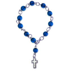 مسبحة وردية كريستال بيت واحد - لون ازرق 