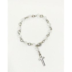 مسبحة وردية كريستال بيت واحد - لون ابيض