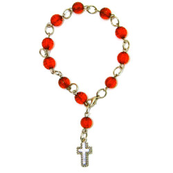 مسبحة وردية كريستال بيت واحد - لون احمر 