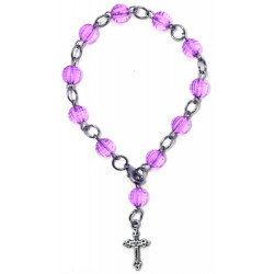 مسبحة وردية كريستال بيت واحد - لون نهدي 