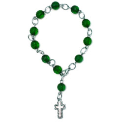 مسبحة وردية كريستال بيت واحد - لون اخضر 