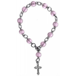 مسبحة وردية كريستال بيت واحد - لون زهري 