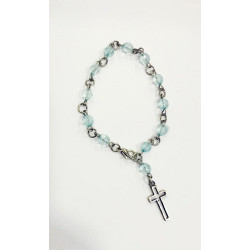 مسبحة وردية كريستال بيت واحد - لون سمائي 