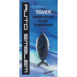 سمكة بلاستيك تلزيق للسيارة مع Jesus - حجم صغير - فضي