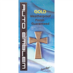 صليب بلاستيك - تلزيق للسيارة - حجم صغير  - ذهبي 