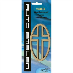 صليب مفرغ - بلاستيك - تلزيق للسيارة - حجم كبير - ذهبي 