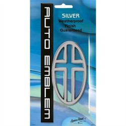 صليب مفرغ - بلاستيك - تلزيق للسيارة - حجم كبير - فضي  