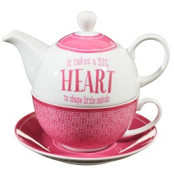 ابريق شاي القلب الوردي الكبير 