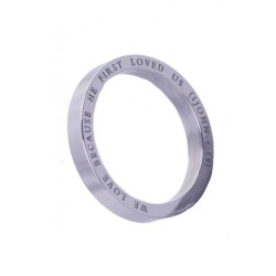 خاتم ستانلس فضي - نحبه لانه احبنا - حجم 14