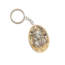 ميدالية مفاتيح - خشب زيتون -ايقونة  مريم العذراء والطفل يسوع