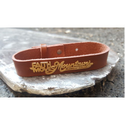  اسوارة جلد طبيعي - الايمان يحرك الجبال   ستانلس - بني