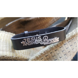  اسوارة جلد طبيعي - يسوع يجيب صلاتك  ستانلس - اسود 