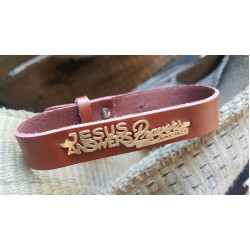  اسوارة جلد طبيعي - يسوع يجيب صلاتك  ستانلس - بني 