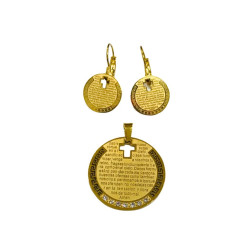 طقم ستانلس - تعليقة صليب - مع حلق بدون سنسال - موديل 1