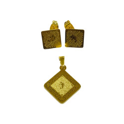 طقم ستانلس - تعليقة صليب - مع حلق بدون سنسال - موديل 7