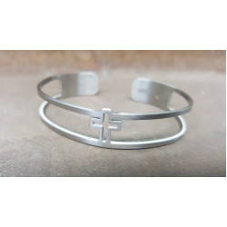 اسوارة ستانلس - صليب - فضي 