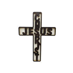  صليب خشب - تعليق - يسو ع المسيح - انكليزي - عربي