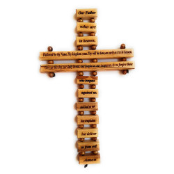  صليب خشب - زيتون - صلاة الابانا - انكليزي