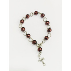 مسبحة وردية لولو بيت واحد - لون بني غامق  