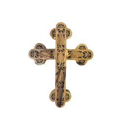  صليب خشب - زيتون - 15سم مزخرف