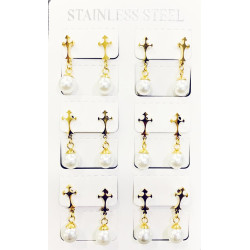 حلق ذهبي - حبة لولو - موديل 3