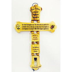 صليب خشب - زيتون - صلاة الابانا - انكليزي  