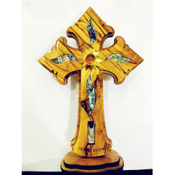 صليب - خشب زيتون مع صدف وبخور  