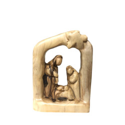 منظر طاولة - العائلة المقدسة 12 سم - حفر يدوي على خشب زيتون 
