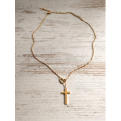 صليب ستانلس - قلب لون ذهبي