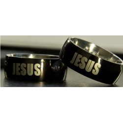 خاتم ستانلس اسود - يسوع - حجم 6