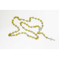 المسبحة الوردية - خشب -  لون كبريتي