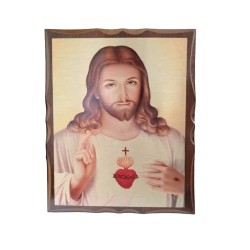 منظر طاولة - خشب ومعدن مع قاعدة - قلب يسوع الاقدس