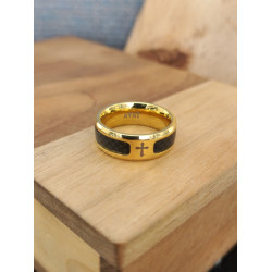  خاتم مع صليب - ذهبي واسود