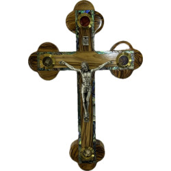 صليب خشب - زيتون - 20 سم رومي مصدف 