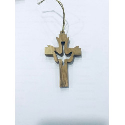 صليب خشب زيتون - وسط - حمامة الروح القدس مفرغة