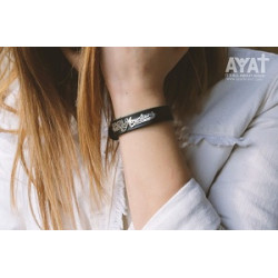  اسوارة جلد طبيعي - الايمان يحرك الجبال   ستانلس - اسود