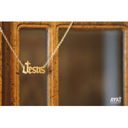 سنسال ستانلس - يسوع - انكليزي - ذهبي 