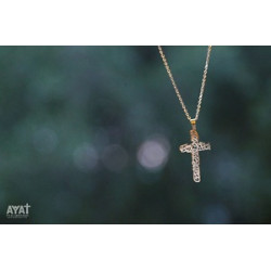 سنسال ستانلس - صليب - بسم الاب والابن والروح القدس - ذهبي 